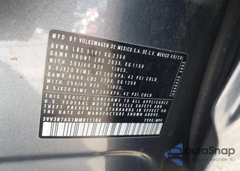 2021 Volkswagen Tiguan 2.0T Se/2.0T Se R-Line Black/2.0T Sel from USA, damaged, VIN 3VV3B7AX1MM011184